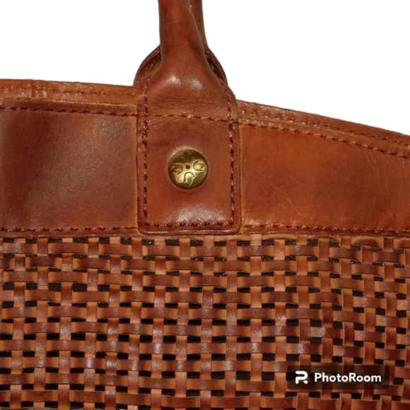 Patricia Nash Emiliano Med Rust Leather Tote Bag Woven With Tassels Purse - Picture 2 of 16